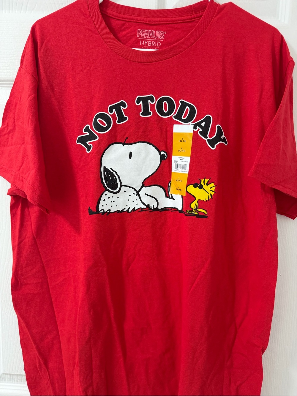 Peanuts Red Kids Short-Sleeve Tee with Snoopy & Woodstock "Not Today" Graphic